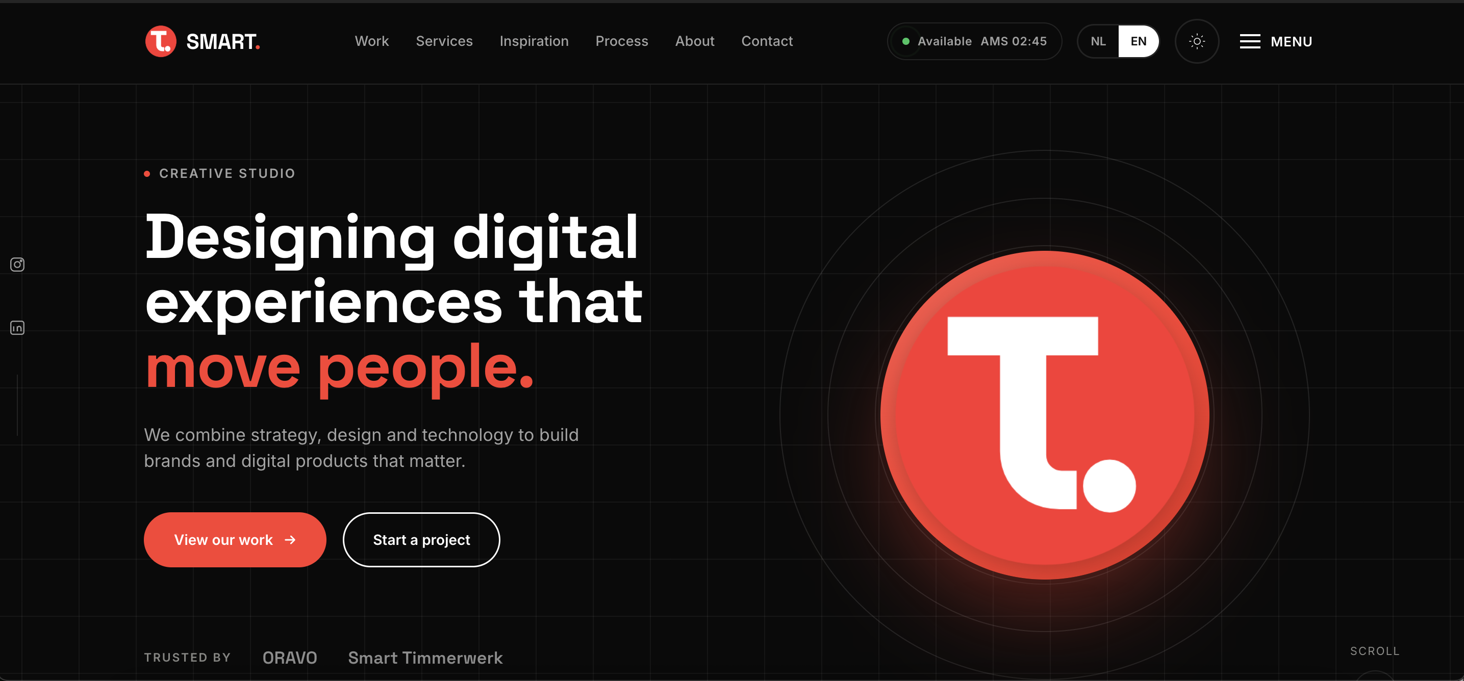 StudioBySmart homepage, dark mode